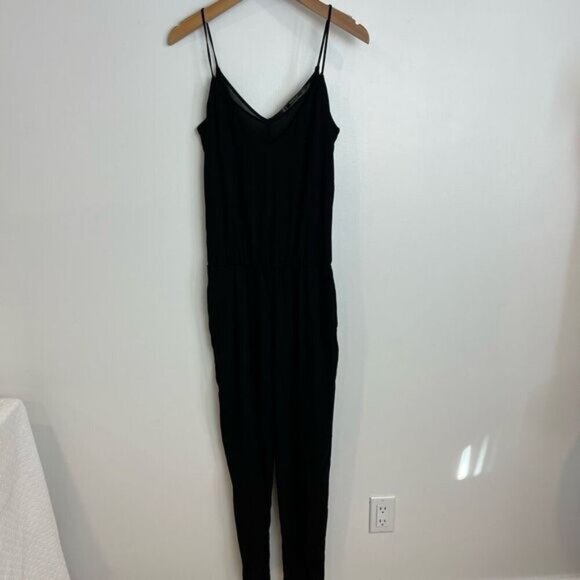 Zara Womens TRF Black Ribbed Jumpsuit Sleeveless Size Small Pockets One Piece - Picture 1 of 11